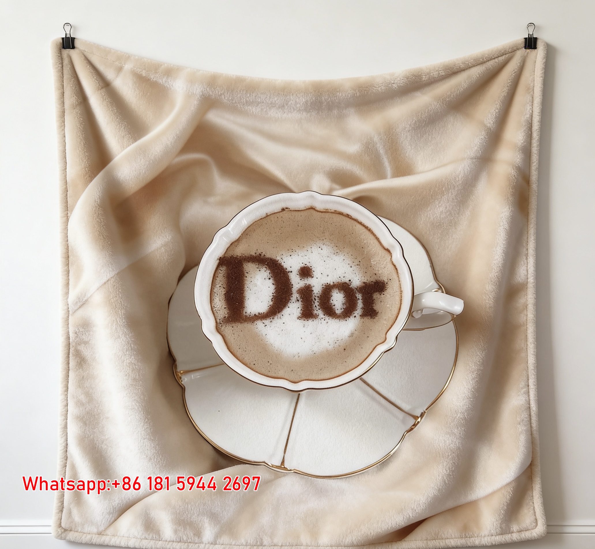 Dior Satin Latte Art Flannel Sofa Throw Blanket D331